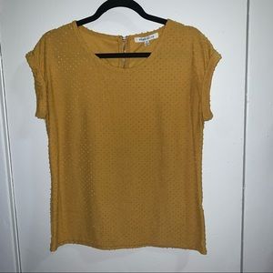 Short sleeve mustard textured blouse